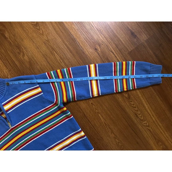 Vintage Ralph Lauren Women's Striped 1/4 Zip Mock Neck Sweater - Picture 6 of 7